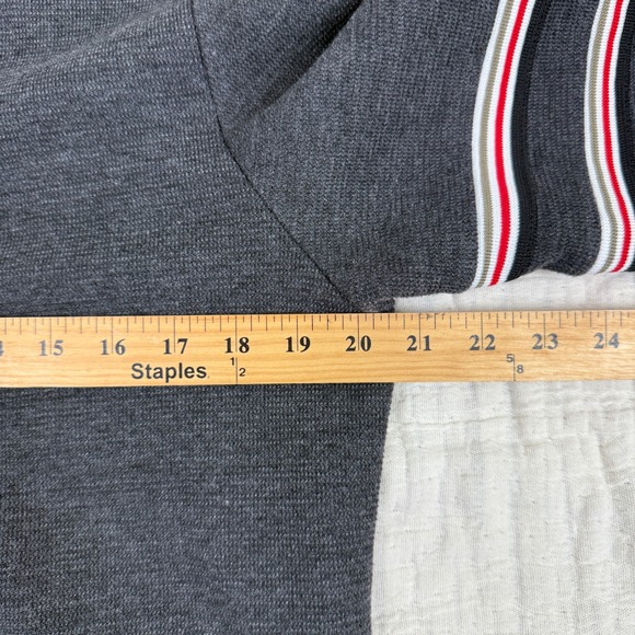 Zara Man Cardigan Mens Gray Stripe Trim Long Sleeve Knit Sweater Coat Size L - Picture 6 of 10